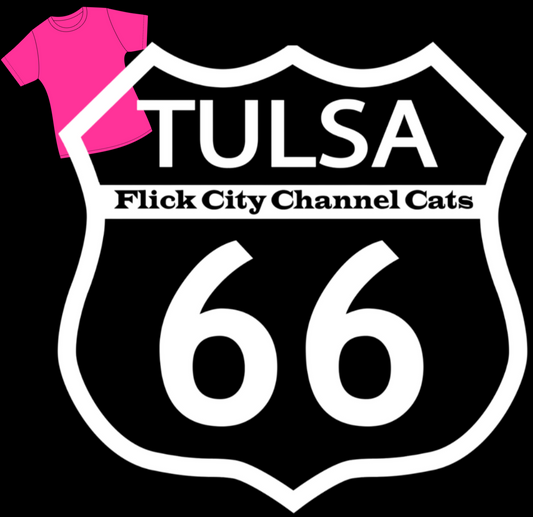 tshirt TULSA FLICK CITY CHANNEL CATS 66 - WHITE LOGO