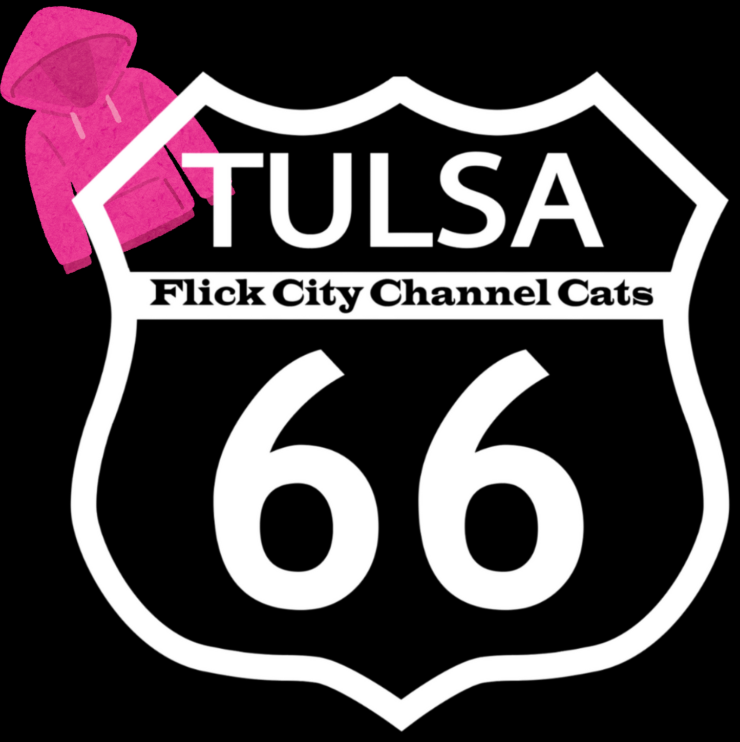 hoodie TULSA FLICK CITY CHANNEL CATS 66 - WHITE LOGO