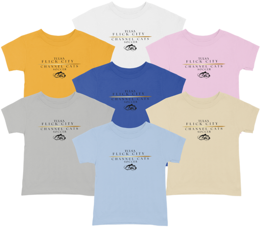 tshirt TULSA FLICK CITY CHANNEL CATS SOCCER with gold line