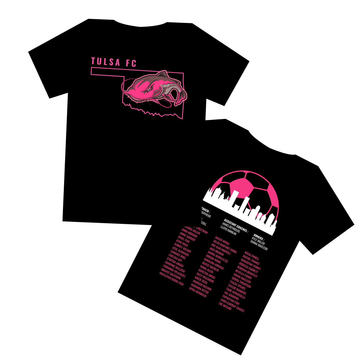 limited time TULSA FC Channel Cat SHIRT skyline/players PINK