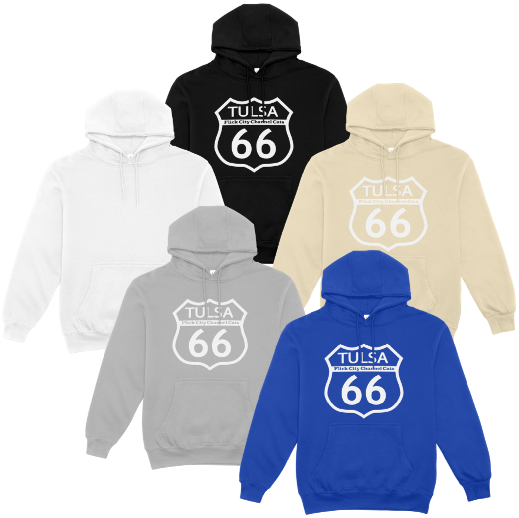hoodie TULSA FLICK CITY CHANNEL CATS 66 - WHITE LOGO
