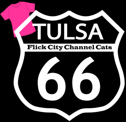 tshirt TULSA FLICK CITY CHANNEL CATS 66 - WHITE LOGO