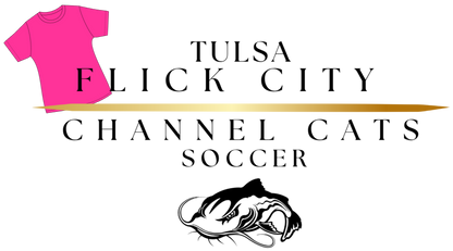 tshirt TULSA FLICK CITY CHANNEL CATS SOCCER with gold line