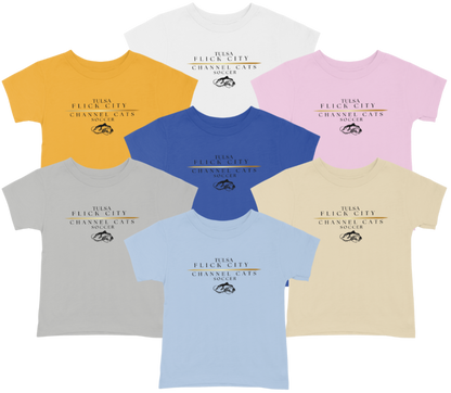 tshirt TULSA FLICK CITY CHANNEL CATS SOCCER with gold line