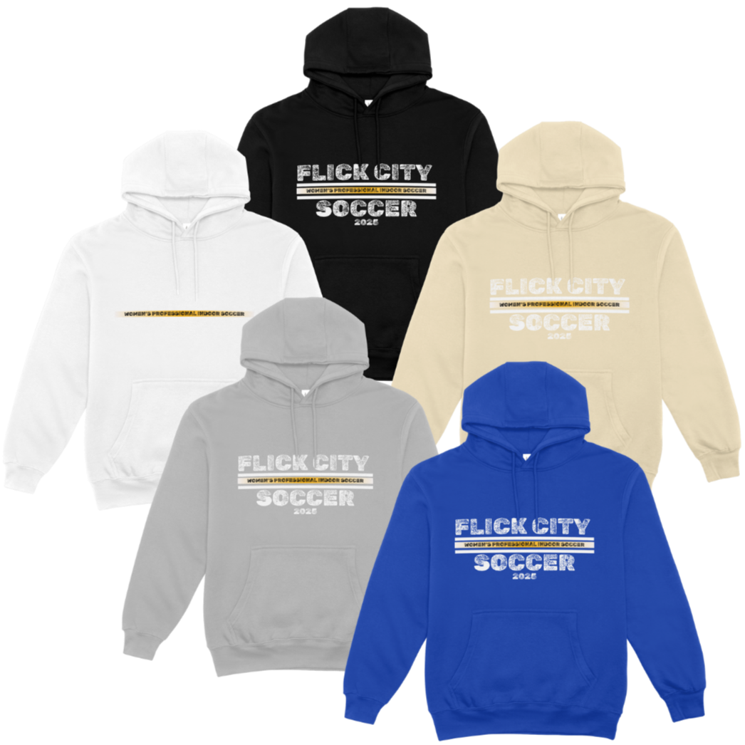 hoodie - FLICK CITY SOCCER - DISTRESSED WHITE - STRAIGHT (Copy)