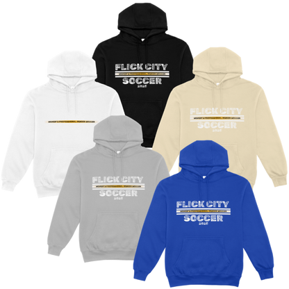 hoodie - FLICK CITY SOCCER - DISTRESSED WHITE - STRAIGHT (Copy)
