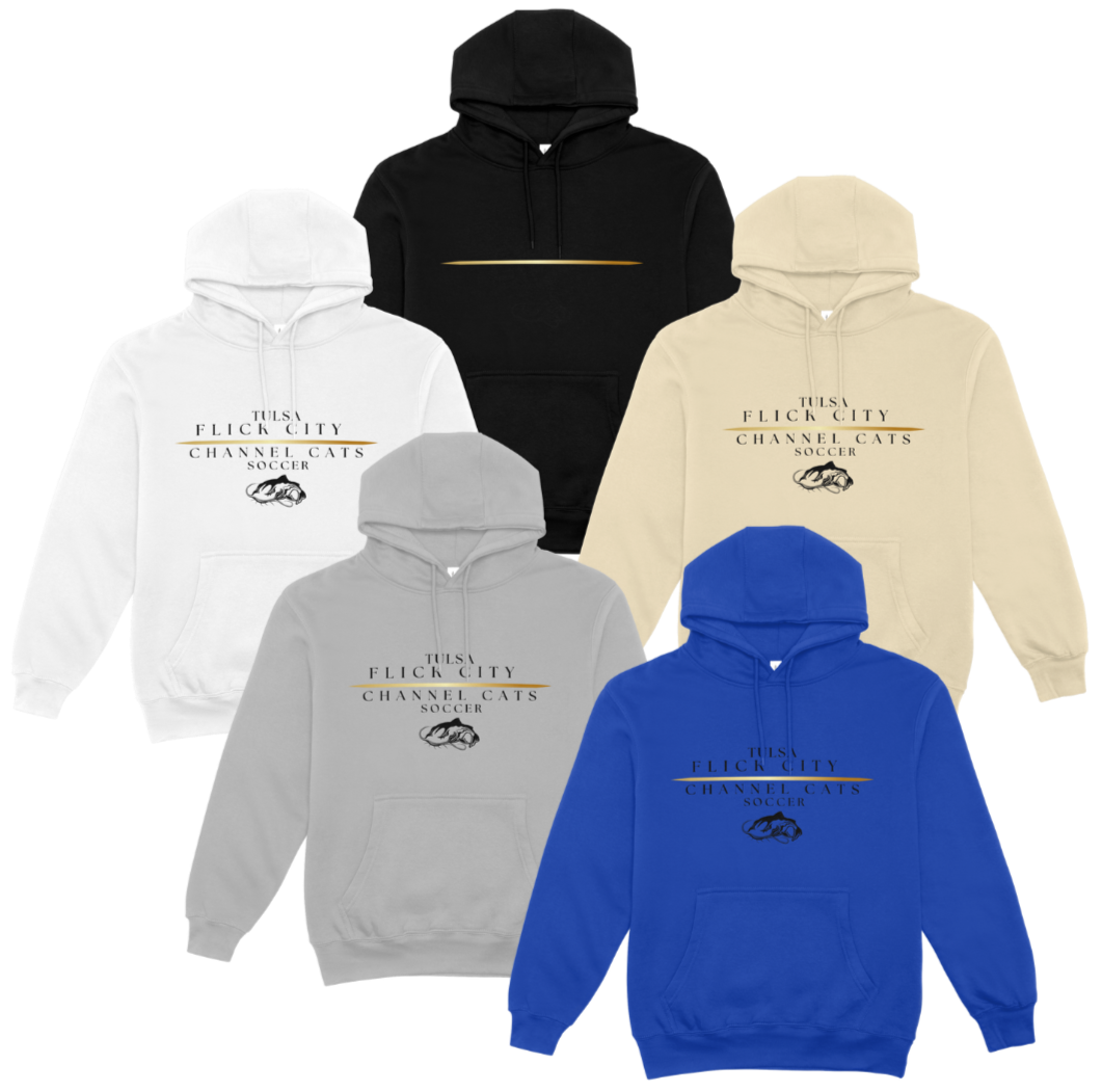 hoodie TULSA FLICK CITY CHANNEL CATS SOCCER with gold line