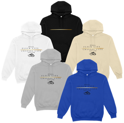 hoodie TULSA FLICK CITY CHANNEL CATS SOCCER with gold line
